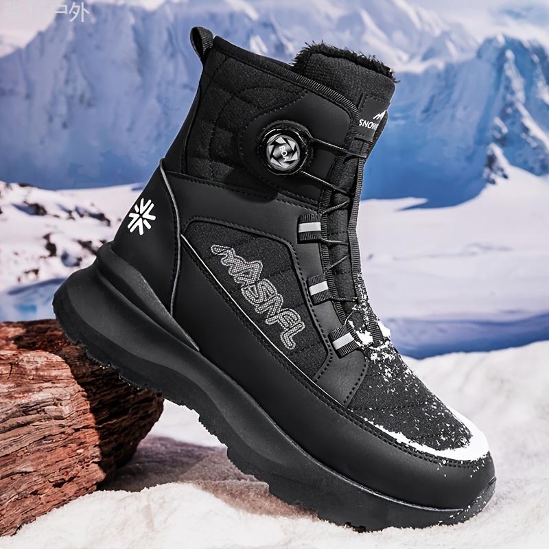 Men's All-Season Snow Boots - Fashion Sports Casual - Solid Color - Round Toe Short Boots with Rubber Sole - Fabric Upper & Lining - Versatile for Hiking, Outdoor, Camping - Innovative Closure System Boy Walking Shoes Footwear Closed Footwear Closed  Bota