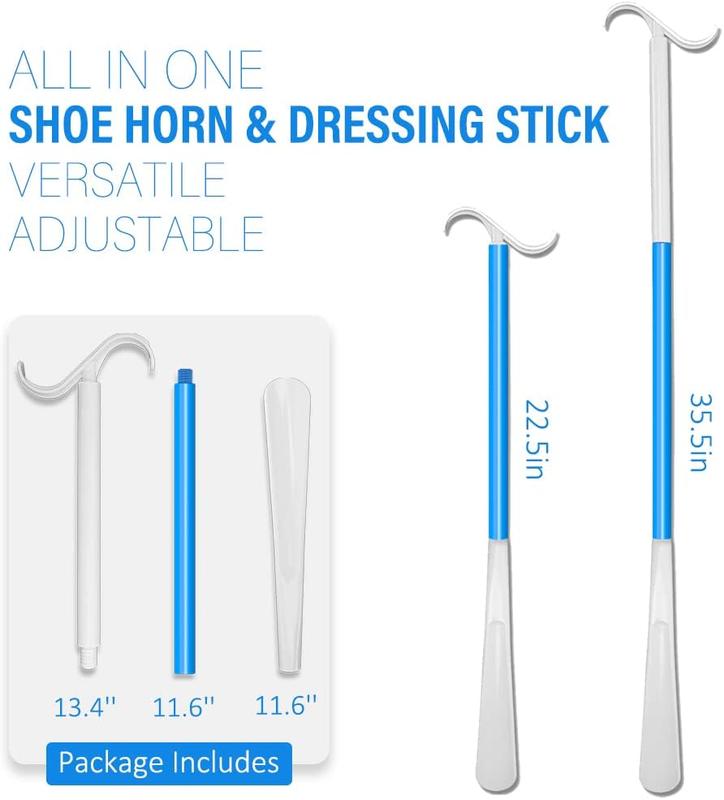 35.5 Inch Long Handled Shoe Horn, Dressing Stick, Sock Remover Aid Helper - Versatile, Adjustable Dressing Aid for Shoes, Socks, Shirts, Pants - Long Shoe Horn, Shoe Horn Long Handle for Seniors