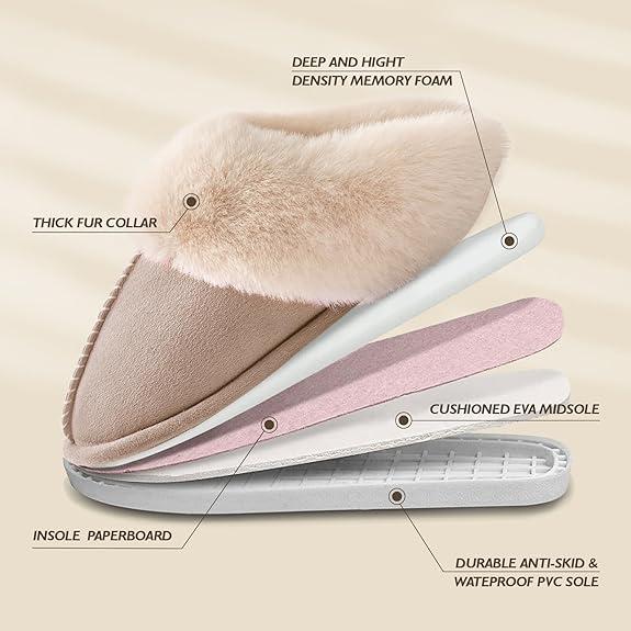 Fashionable plush slippers, men's and women's winter indoor fluffy warm plush home slippers, outdoor plush soft fur slippers Footwear Walking Shoes Soft Anti-Skid winter warm