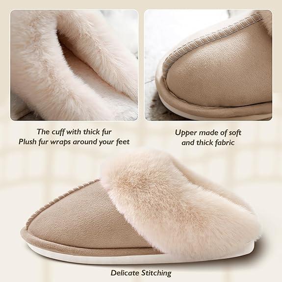 Fashionable plush slippers, men's and women's winter indoor fluffy warm plush home slippers, outdoor plush soft fur slippers Footwear Walking Shoes Soft Anti-Skid winter warm