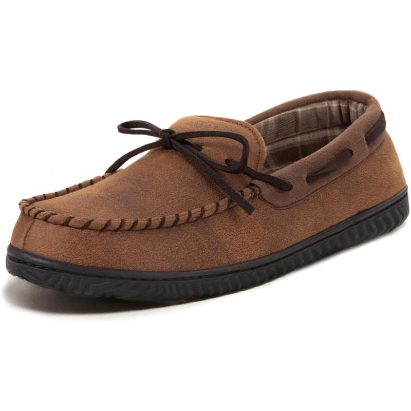 Men's Luke Microsuede Moccasin Slippers with Tie Indoor Outdoor