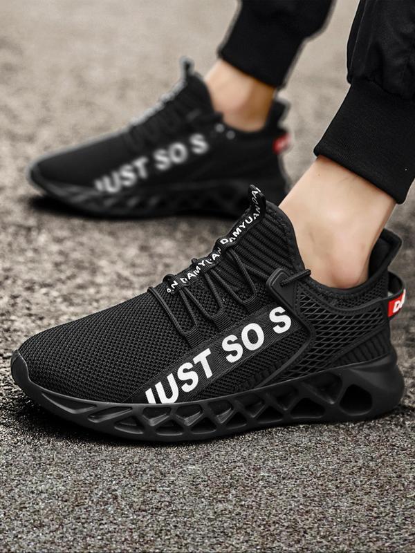 Men's Fashionable Letter Print Lace Up Low Top Sneakers, Casual Breathable Comfortable Sports Running Shoes, Male All-match Round Toe Shoes for Daily Wear