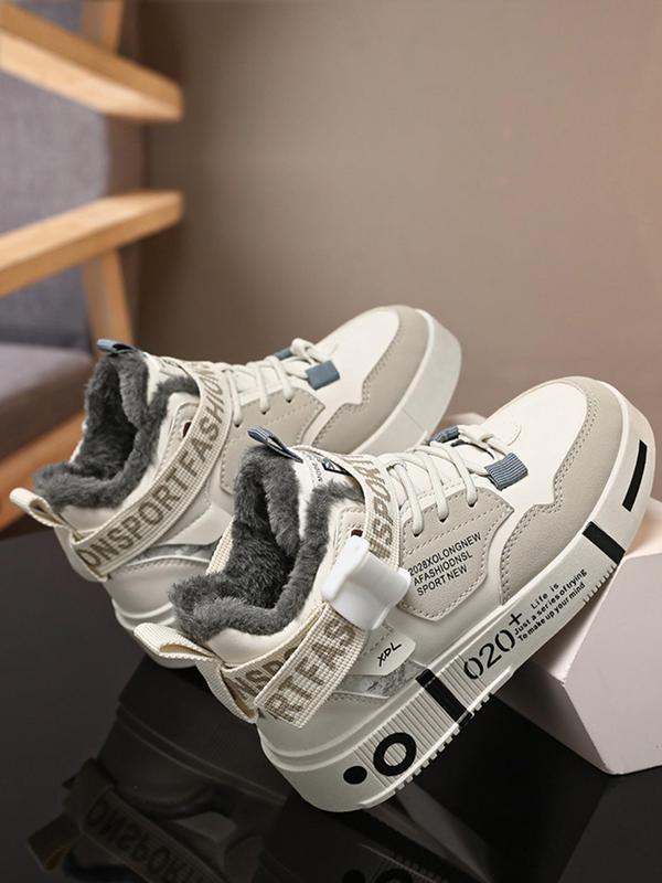 Men's Fashionable Letter Patchwork Design Lace Up Low Top Sneakers, Casual Comfortable Sports Shoes for Daily Wear, Male All-match Round Toe Shoes for Daily Wear