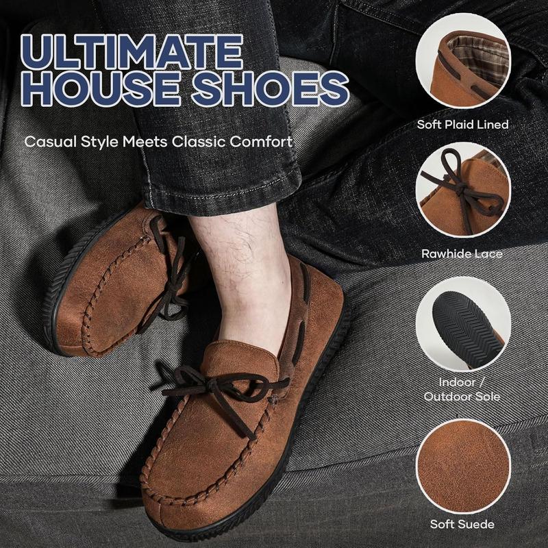 Men's Luke Microsuede Moccasin Slippers with Tie Indoor Outdoor