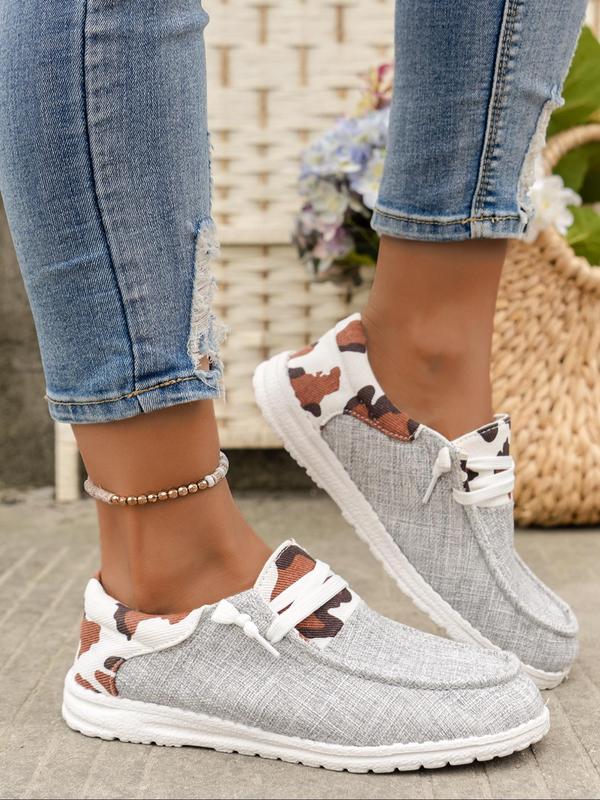 Women's Cow Print Lace Up Running Sneakers, Fall Casual Walking Shoes for Daily Wear, Female Footwear Round Toe Shoes for Trainer Daily Back To School, Birthday Gifts