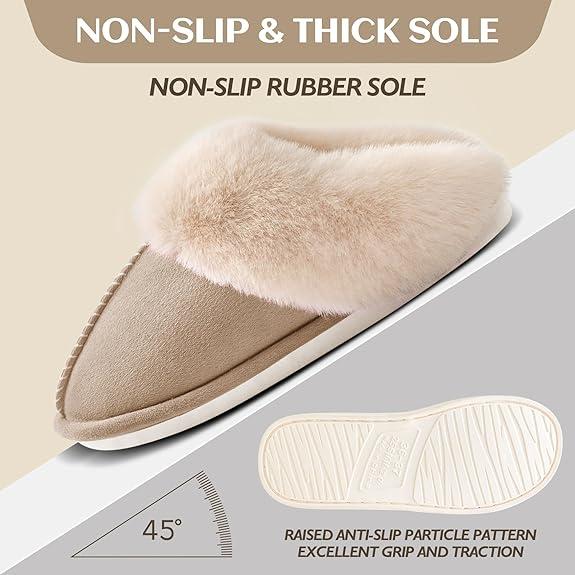 Fashionable plush slippers, men's and women's winter indoor fluffy warm plush home slippers, outdoor plush soft fur slippers Footwear Walking Shoes Soft Anti-Skid winter warm