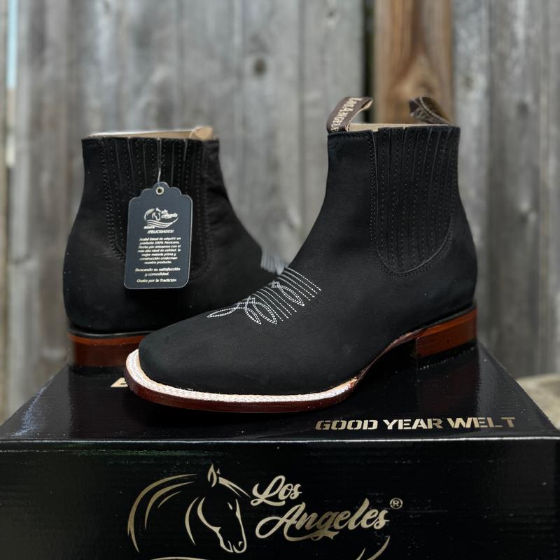 Botines Vaquero Estilo Rodeo Suede Negro