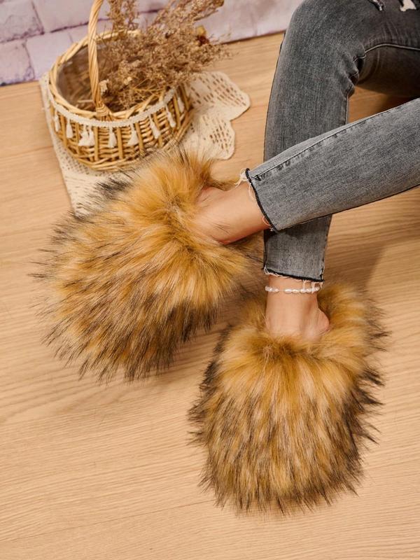 Women's Fluffy Slippers, Fall Soft Plush Luxury Designer Womens Shoes, Warm & Cozy Bedroom House Slides Slippers for Fall & Winter 2024, Walking Shoes, Footwear Fur Funny House Slippers