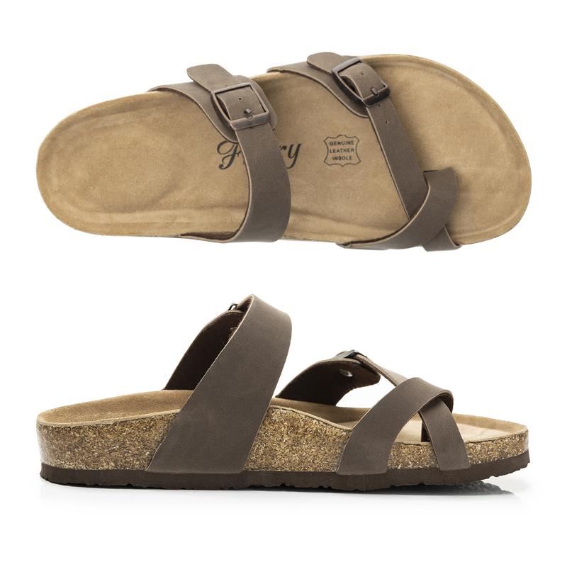 Womens Leather Slide Sandals with Comfort Cork Footbed free sample shoes Footwear Summer