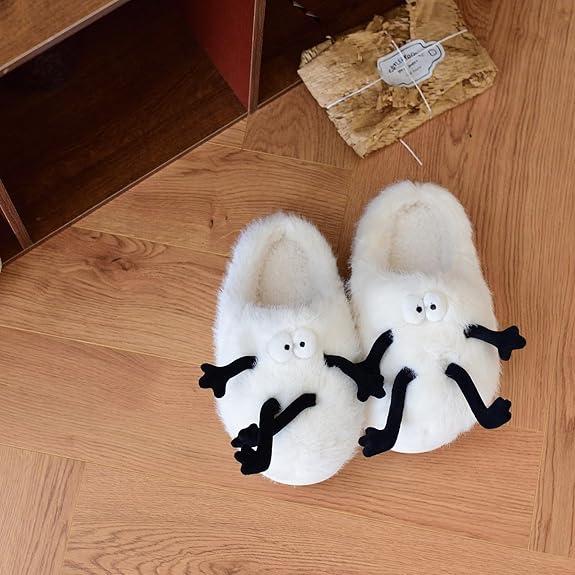 XIXITIAO Cute Fluffy Slippers for Women Men,Cartoon Fuzzy Cotton Plush Home Shoes, Fall & Winter Cozy Warm Bedroom Household Slides Indoor and Outdoor, Designer Slides