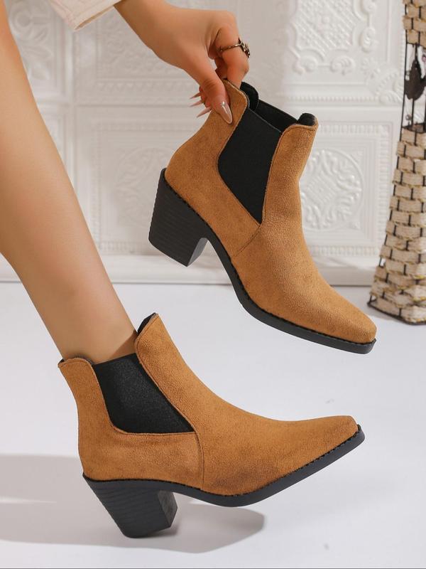 Women's Fashionable Solid Color Ankle Boots, Elegant Pointed Toe High Heel Boots for Daily Wear, Female All-match Shoes for Daily Wear