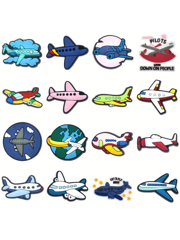 Cartoon Airplane Design Shoe Charms, Cute PVC Shoe Decoration for Women & Men, Fashionable Shoe Decoration for Clogs, Shoes DIY Accessories