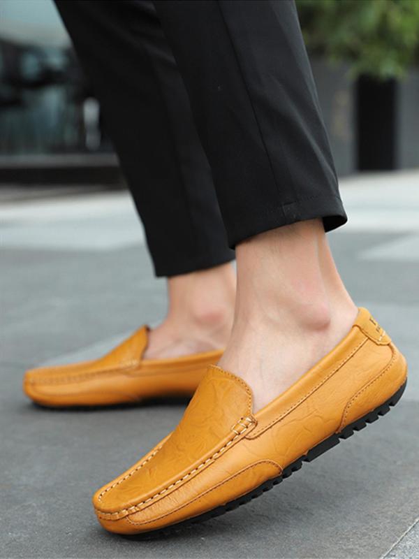 Men's Casual Plain Round Toe Slip-on Shoes (1 Pair), Business Style Lightweight Breathable Comfortable Loafers, Fashionable Shoes for Daily Wear