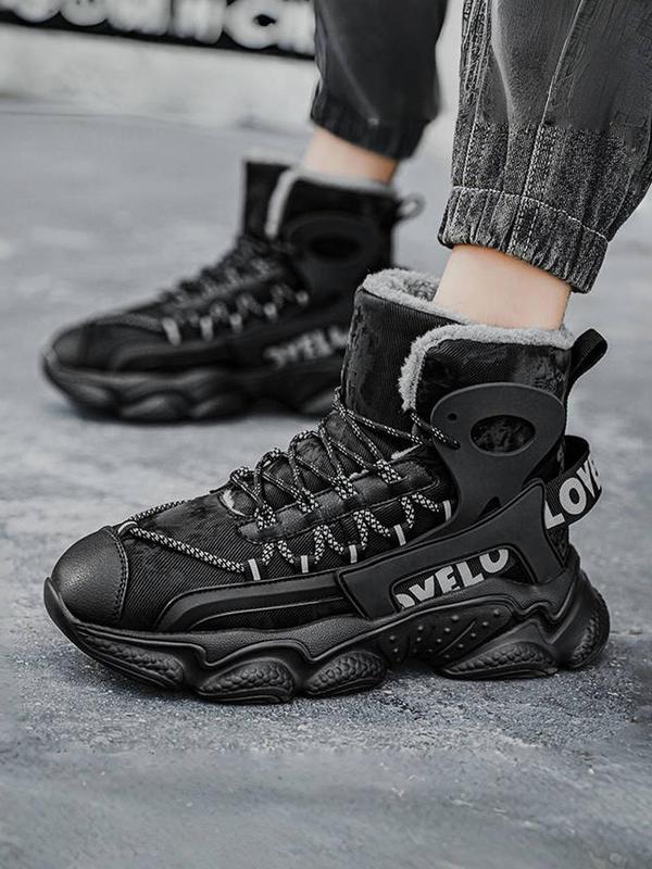 Men's Sporty Lace Up Snow Boots, 2024 New Style Casual Comfortable Warm Ankle Boots for Winter, Male All-match Round Toe Sports Shoes for Daily Wear