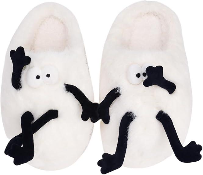 XIXITIAO Cute Fluffy Slippers for Women Men,Cartoon Fuzzy Cotton Plush Home Shoes, Fall & Winter Cozy Warm Bedroom Household Slides Indoor and Outdoor, Designer Slides