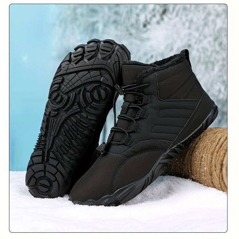 Wide Toe Box Zero Drop Sole Womens Mens Barefoot Boots Minimalist Winter Snow Boots Warm Ankle Booties Slip On Sneakers