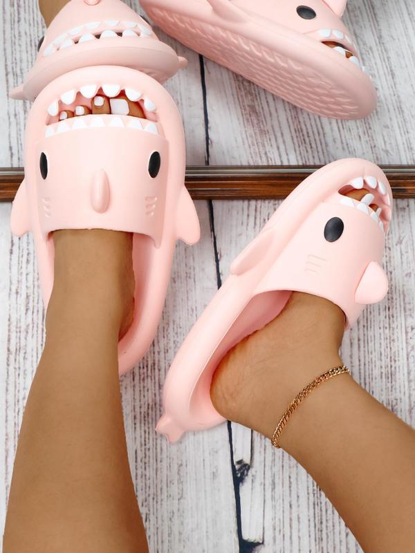 Women's Summer Cute Colorblock Shark Design Slippers Shoes, Summer 2024 Casual Trendy Slide Sandals, Novelty Soft Slippers for Indoor & Outdoor Activities