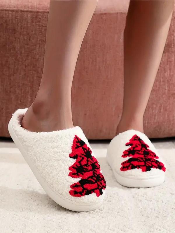 Women's Cute Cartoon Santa Claus Design Plush Slippers, Casual Soft Comfortable Home Slippers, Warm Slippers for Indoor & Outdoor Use for Fall & Winter