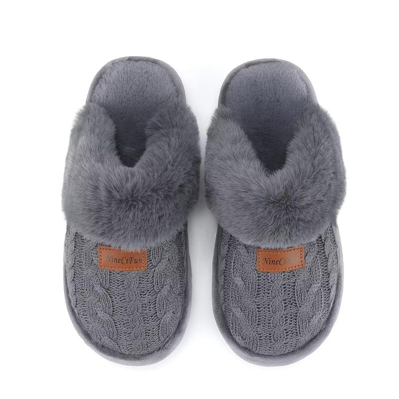 NineCiFun Women's Slippers Memory Foam House Slippers Fuzzy Scuffs Indoor Outdoor Home Shoes