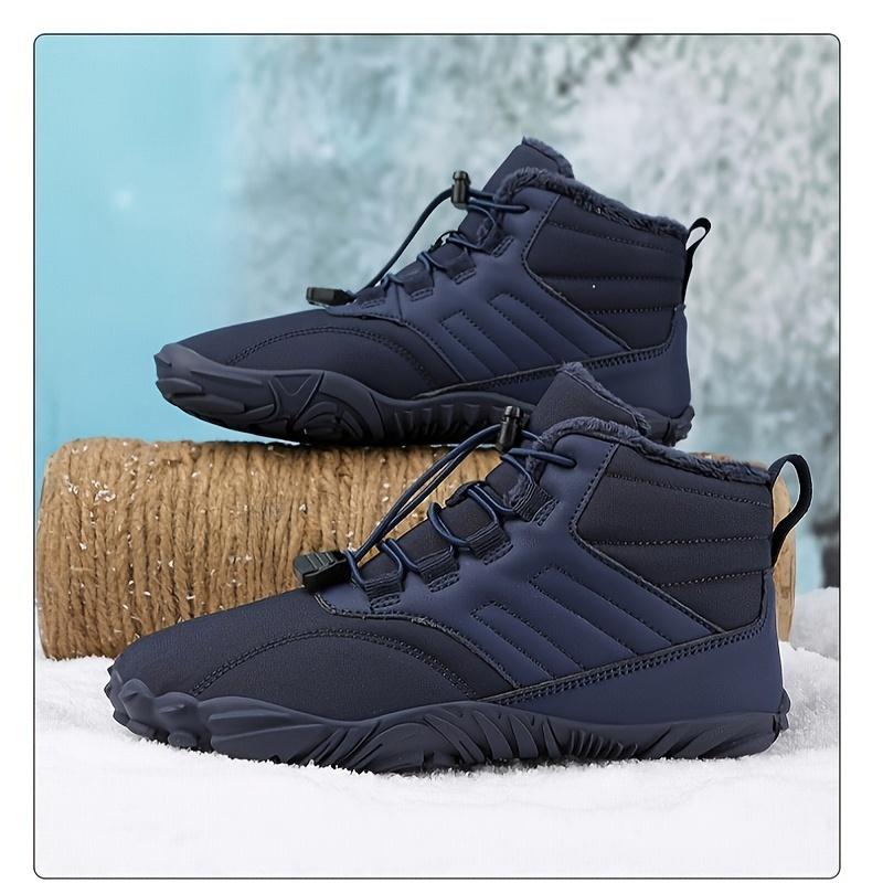 Wide Toe Box Zero Drop Sole Womens Mens Barefoot Boots Minimalist Winter Snow Boots Warm Ankle Booties Slip On Sneakers