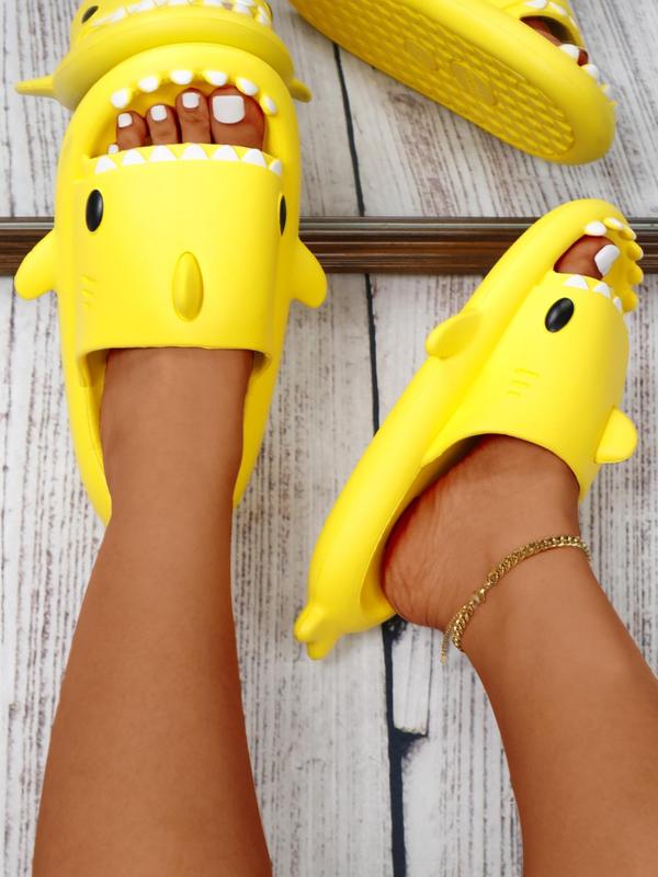 Women's Summer Cute Colorblock Shark Design Slippers Shoes, Summer 2024 Casual Trendy Slide Sandals, Novelty Soft Slippers for Indoor & Outdoor Activities