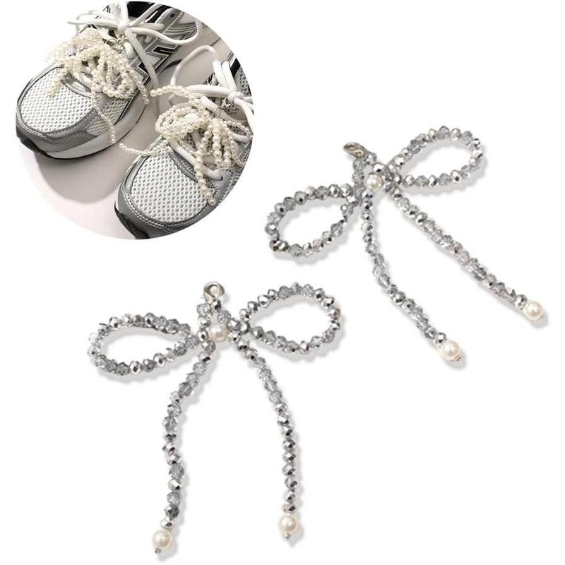 shoes elegant buckle pearl beaded chain for women bowknot shoe decoration charms for sneakers dress shoe lace charms shoe accessories for wedding gift