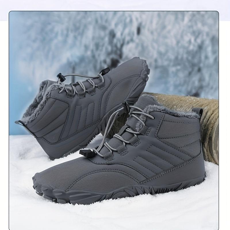 Wide Toe Box Zero Drop Sole Womens Mens Barefoot Boots Minimalist Winter Snow Boots Warm Ankle Booties Slip On Sneakers