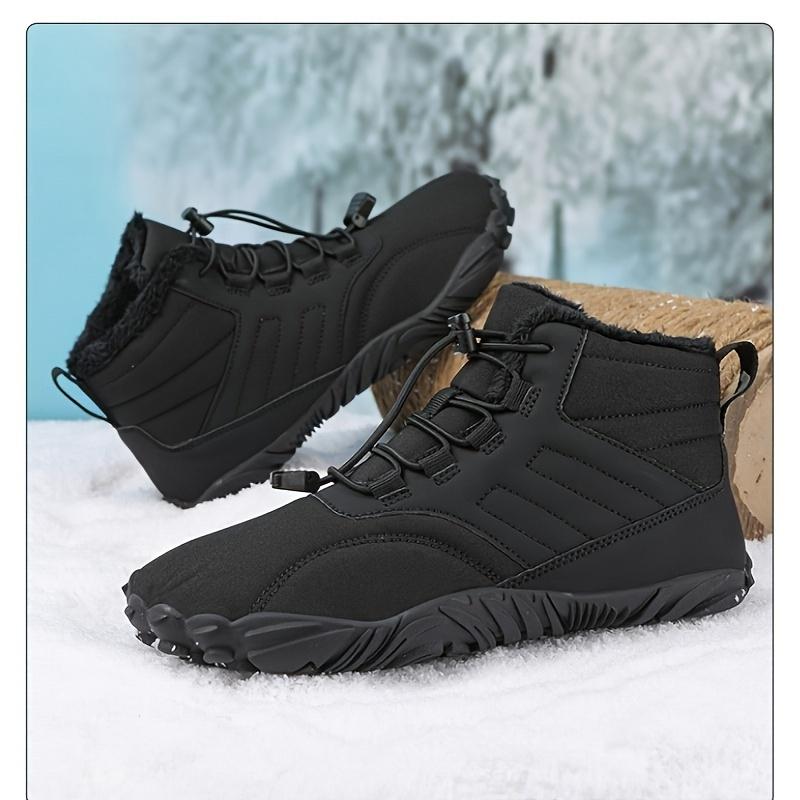 Wide Toe Box Zero Drop Sole Womens Mens Barefoot Boots Minimalist Winter Snow Boots Warm Ankle Booties Slip On Sneakers