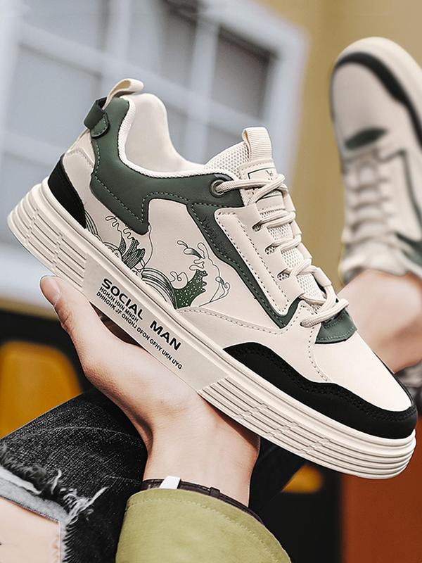 Men's Casual Lace Up Low Top Walking Shoes As Gift, Cute Cartoon Letter Graphic Skate Sports Shoes, Fashion Pu Leather Comfortable Runner Shoes, Boys Running Shoes, Fall Outfits, Fall Freshness, Birthday Gifts