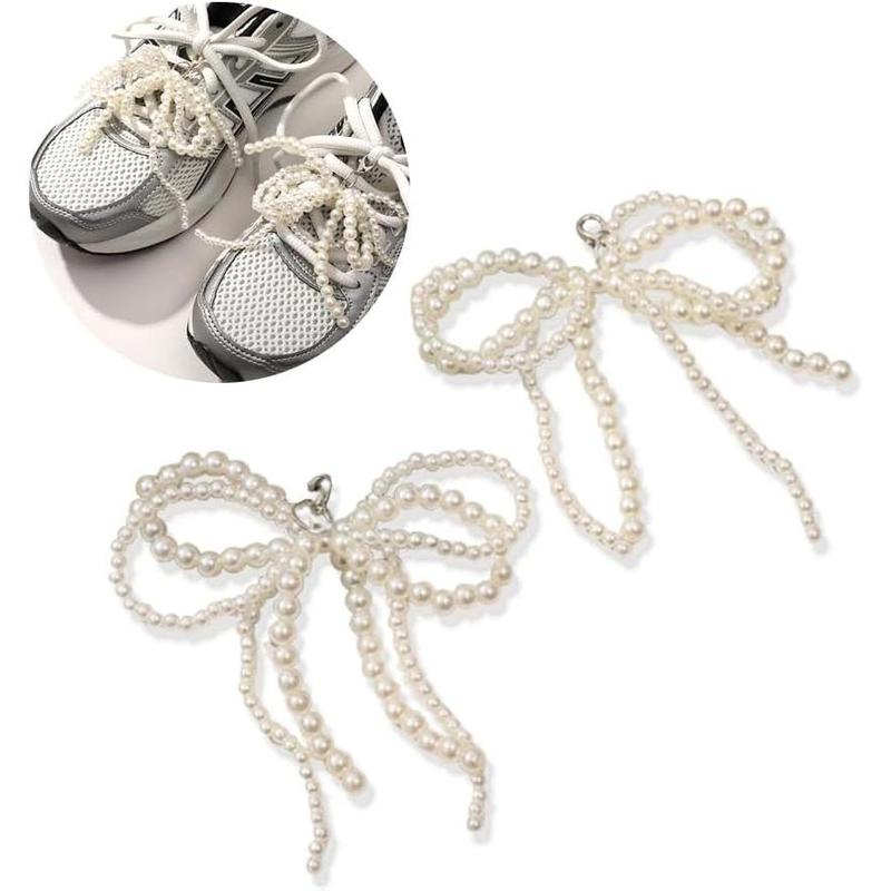 shoes elegant buckle pearl beaded chain for women bowknot shoe decoration charms for sneakers dress shoe lace charms shoe accessories for wedding gift