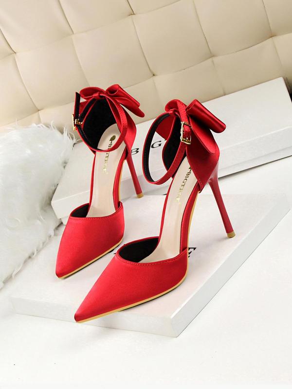 Women's Elegant Bowknot Design Stiletto Heels, Fashionable Pointed Toe High Heels for Party, Daily Wear for Women & Girls