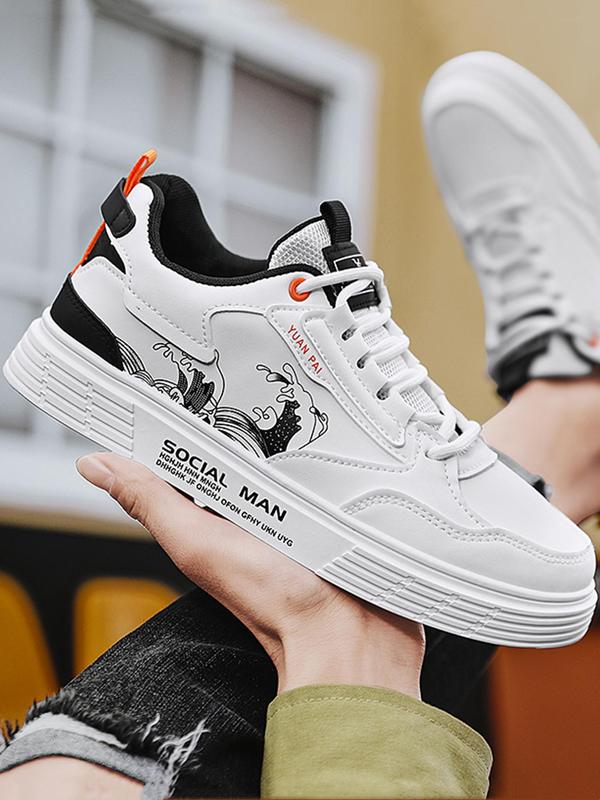 Men's Casual Lace Up Low Top Walking Shoes As Gift, Cute Cartoon Letter Graphic Skate Sports Shoes, Fashion Pu Leather Comfortable Runner Shoes, Boys Running Shoes, Fall Outfits, Fall Freshness, Birthday Gifts