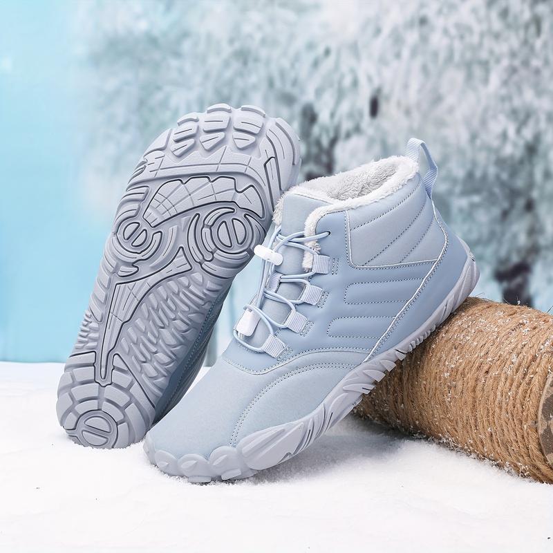 Wide Toe Box Zero Drop Sole Womens Mens Barefoot Boots Minimalist Winter Snow Boots Warm Ankle Booties Slip On Sneakers