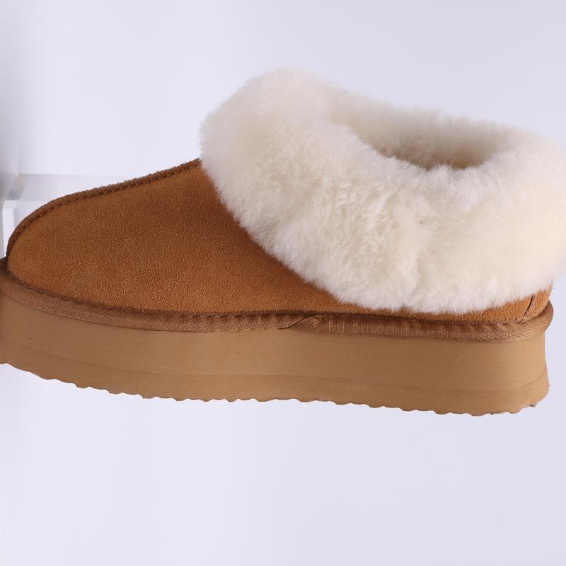 Denim Diva Platform Slippers for Women - Furry Lined Platform Clogs Slippers, Shearling Short Ankle Slippers Boots, Warm Cozy Winter Closed-back Fall Shoes for Indoor Outdoor, Botas