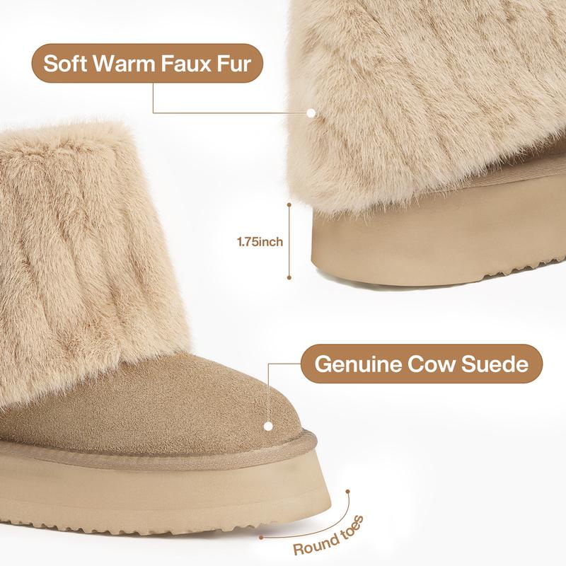 Platform Fur Boots for Women Ankle Boots with Faux Fur, Fuzzy Lining, Warm Winter Boots with Anti-Slip Sole for Indoor Outdoor Use slippers for women Christmas Gifts for Girlfriends and Family