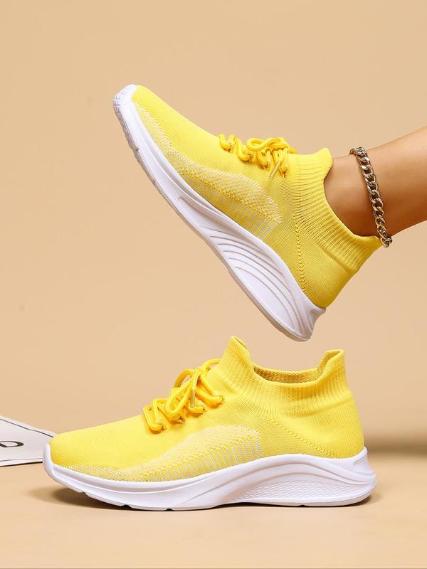 Summer Fashionable Lace up Low Top Sneakers, Casual Flyknit Breathable Lightweight Sports Running Shoes for Daily Wear