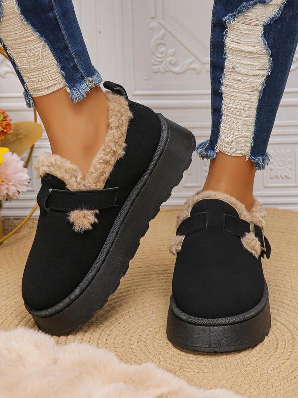 Women's Fashionable Solid Color Fluffy Lined Short Boots, Boots for Fall 2024, Casual Comfortable Warm Ankle Boots for Winter, Female All-match Round Toe Shoes for Daily Wear, Birthday Gift for Her