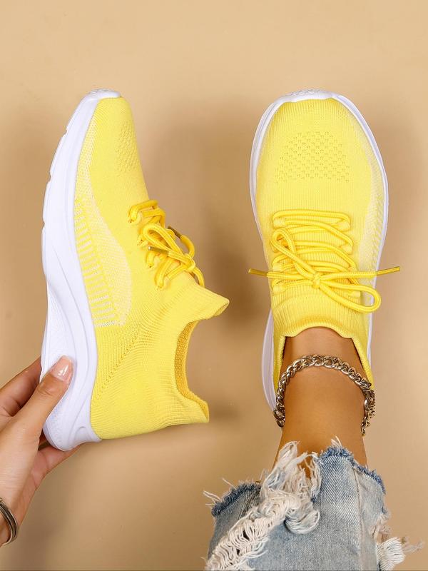 Summer Fashionable Lace up Low Top Sneakers, Casual Flyknit Breathable Lightweight Sports Running Shoes for Daily Wear