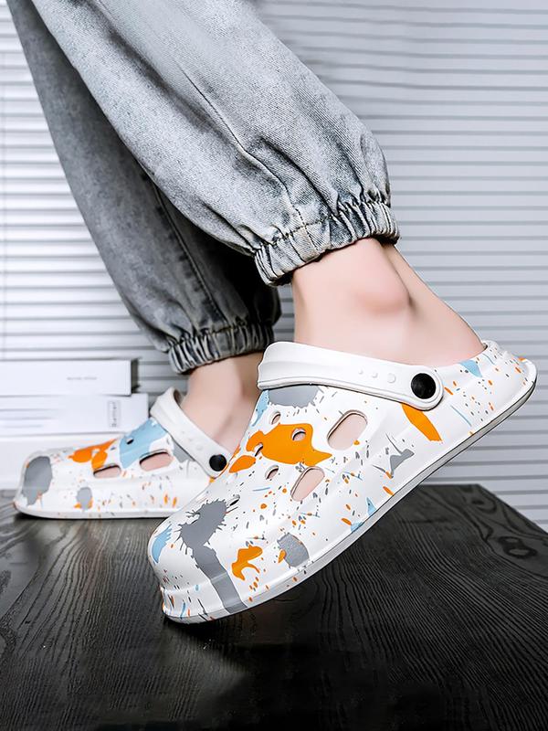 Men's Casual Watercolour Print EVA Clogs, Lightweight Comfortable Clogs, Breathable Non-slip Clogs for Outdoor Beach, Pool