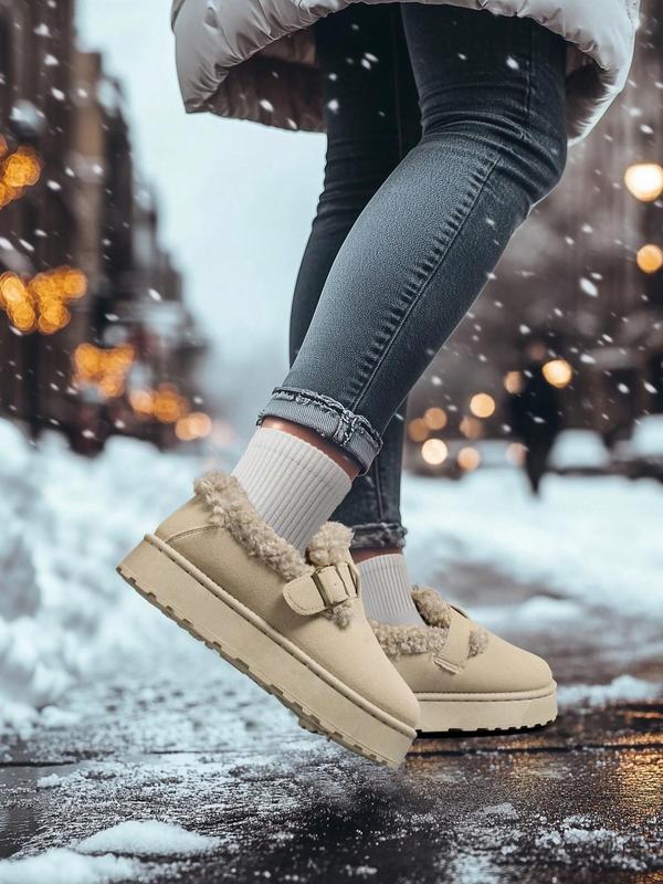 Women's Fashionable Solid Color Fluffy Lined Short Boots, Boots for Fall 2024, Casual Comfortable Warm Ankle Boots for Winter, Female All-match Round Toe Shoes for Daily Wear, Birthday Gift for Her