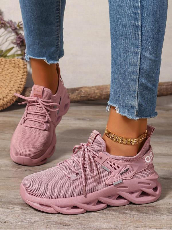 Women's Fashionable Lace Up Low Top Blade Soles Sneakers, Casual Comfortable Breathable Sports Running Shoes, All-match Basic Sneaker Shoes for Daily Wear