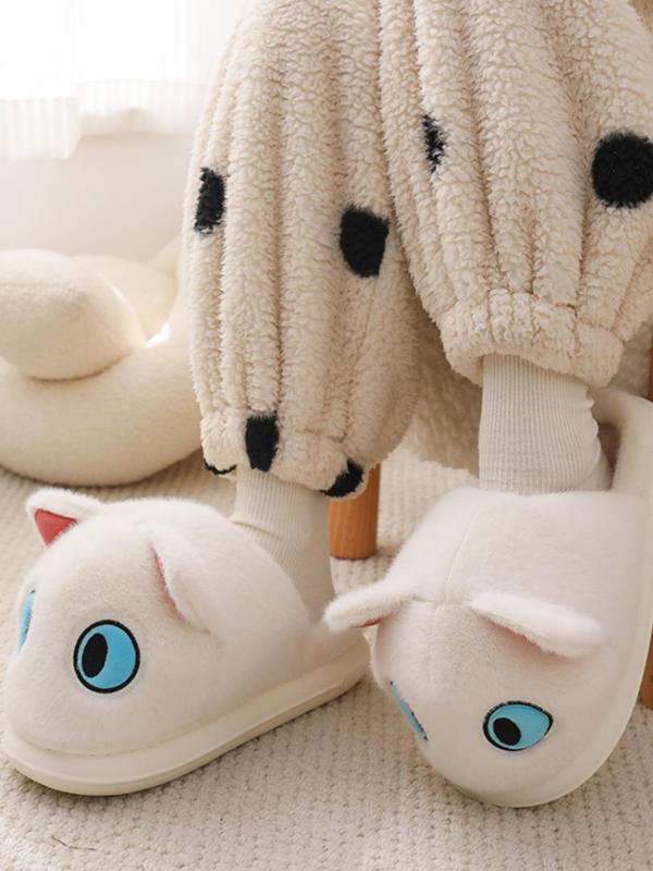 Women's Cute Cartoon Cat Design Plush Slippers, Casual Soft Comfortable Home Slippers, Warm Slippers for Indoor & Outdoor Use for Fall & Winter