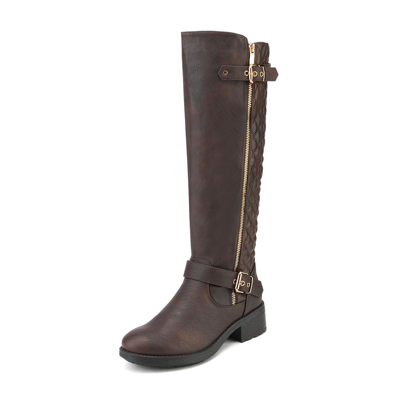 Restock！Dream Pairs Women's Stylish Knee High Riding Boots with Wide Calf Circumference