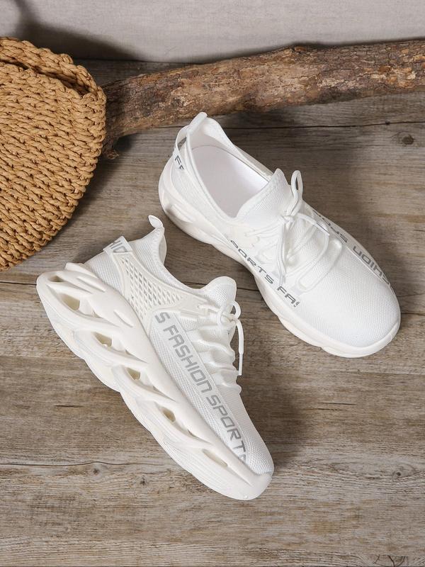 Women's Lace Up Mesh Blade Sole Low Top Sneakers, Casual Sporty Breathable Comfortable Letter Print Non-slip Running Shoes, Fashionable Sneakers for Daily Wear, Fall Shoes