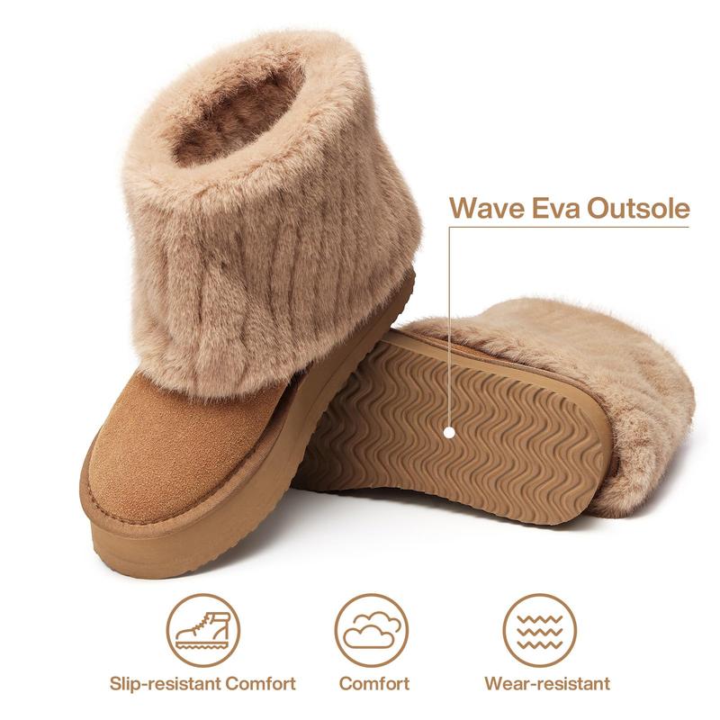 Platform Fur Boots for Women Ankle Boots with Faux Fur, Fuzzy Lining, Warm Winter Boots with Anti-Slip Sole for Indoor Outdoor Use slippers for women Christmas Gifts for Girlfriends and Family