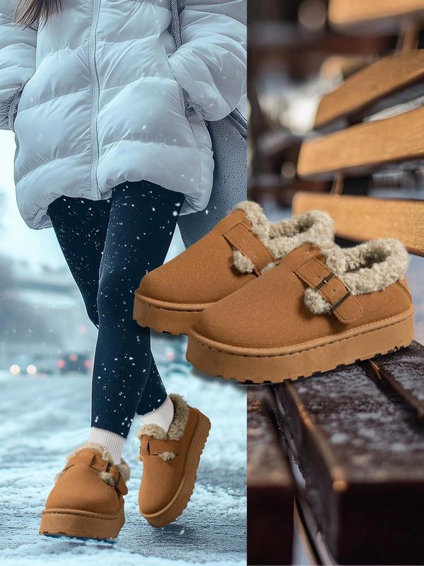 Women's Fashionable Solid Color Fluffy Lined Short Boots, Boots for Fall 2024, Casual Comfortable Warm Ankle Boots for Winter, Female All-match Round Toe Shoes for Daily Wear, Birthday Gift for Her