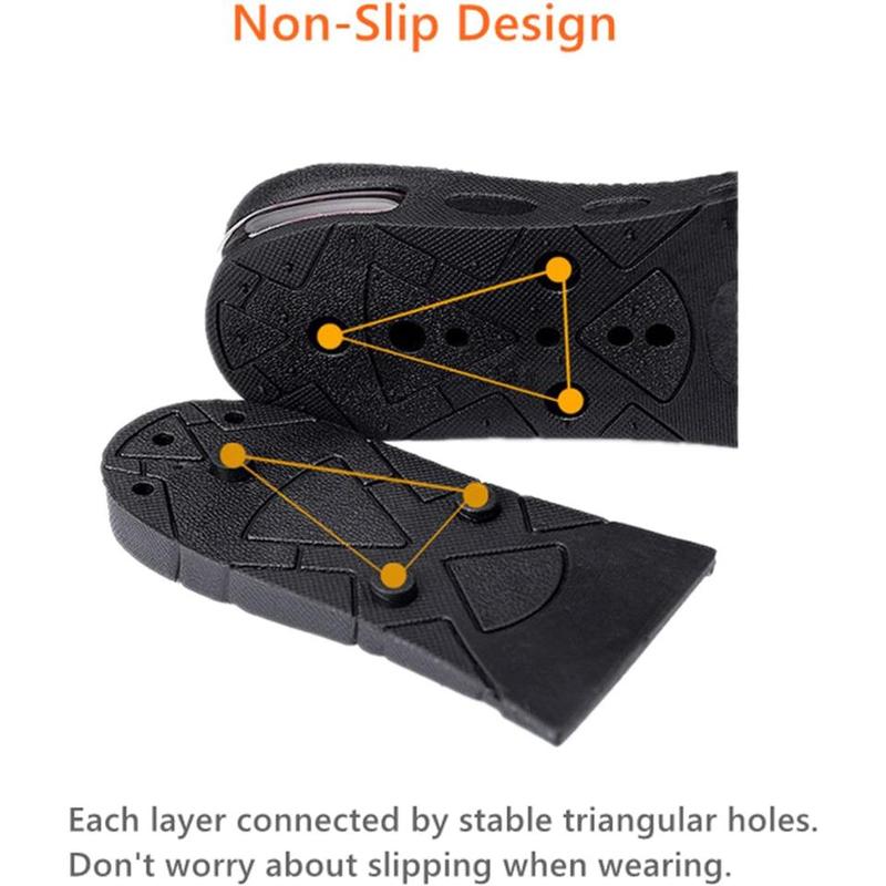 Height Shoe Insoles - Height Increase Insoles 3 Layers, 1.2 to 2.4 Inches Half Length Shoe Lifts, Universal Breathable Non-Slip Taller Shoes Insoles Heel Protector Pads with Air Cushion for Women and Men, 3Cm-6Cm.