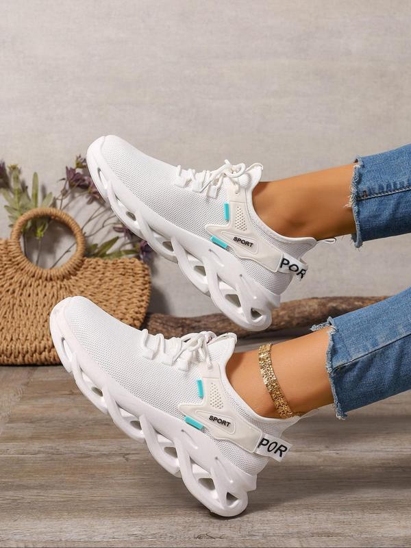 Women's Fashionable Lace Up Low Top Blade Soles Sneakers, Casual Comfortable Breathable Sports Running Shoes, All-match Basic Sneaker Shoes for Daily Wear