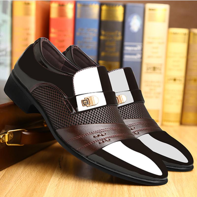 Mens Dress Shoes Leather Shoes Loafers Pointed Lace Up Business Tuxedo Shoes