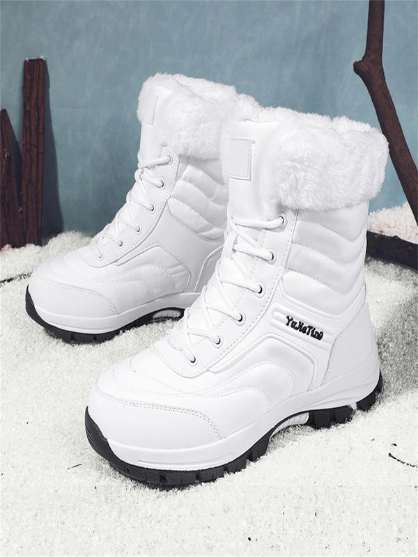 Men's Letter Print Warm Snow Boots, Casual Sporty Thickened Non-slip Outdoor Snow Boots, Warm Shoes for Outdoor Activities